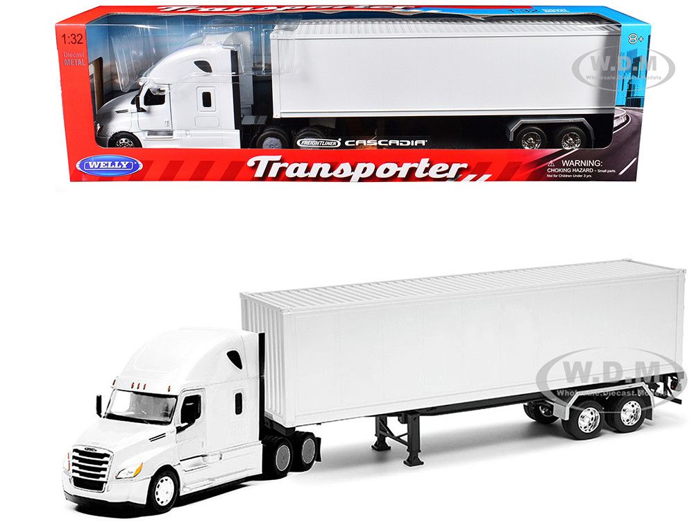 Welly - Trailer Freightliner Cascadia Caja Seca Blanco Diecast Metal 1:32