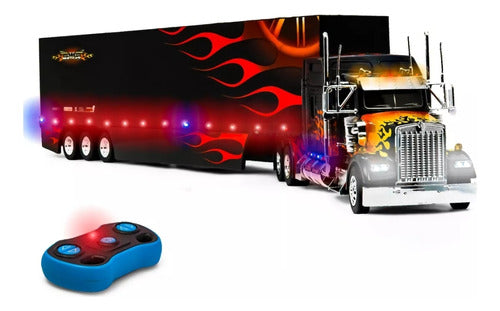 Tráiler de Control Remoto con Luces LED – Diseño Flameado