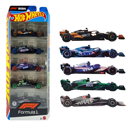 Hot Wheels Pack 5 Pzs. Formula 1 F1 2024 – Negro/Azul