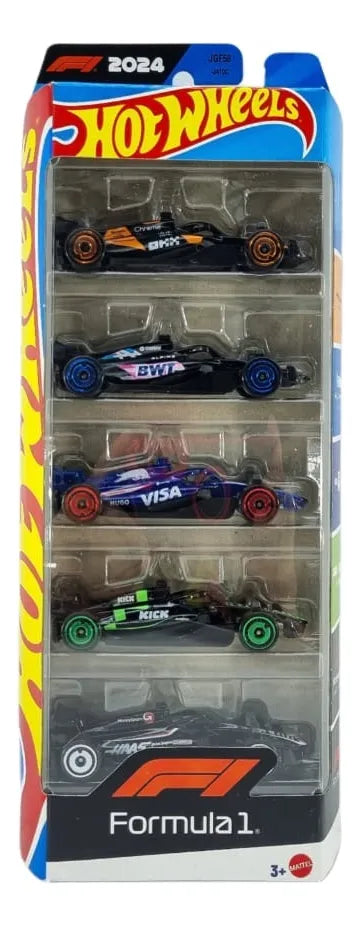 Hot Wheels Pack 5 Pzs. Formula 1 F1 2024 – Negro/Azul