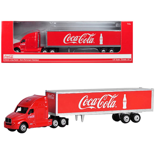 Camión Tráiler Coca-Cola Diecast Metal 1:87 Classic Long Hauler Color Rojo