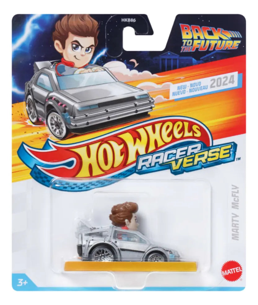 Hot Wheels Racerverse – Volver al Futuro Marty McFly + Traje Radioactivo 2 en 1