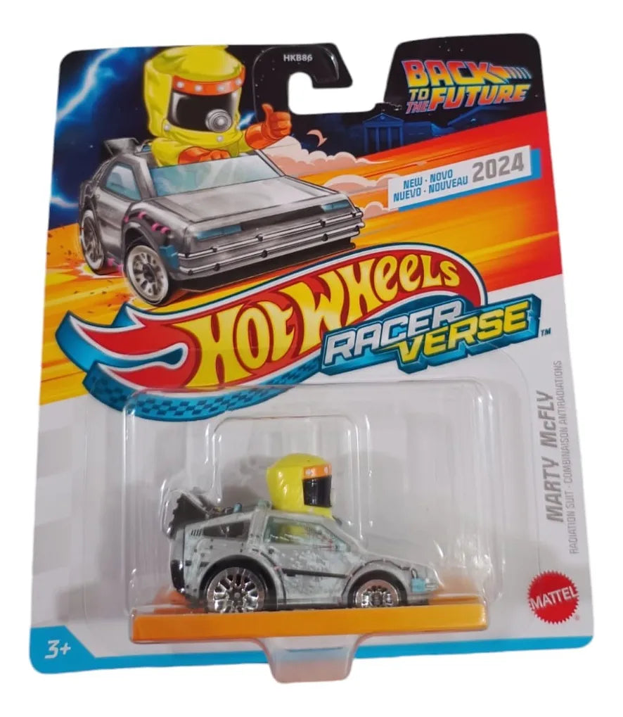 Hot Wheels Racerverse – Volver al Futuro Marty McFly + Traje Radioactivo 2 en 1