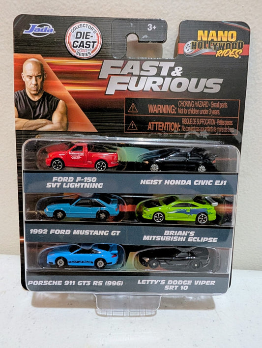 Jada Nano Fast & Furious – Pack 6 Autos (Set E)